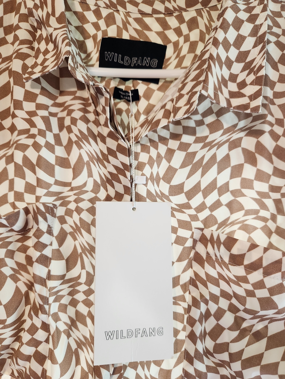 Wildfang Tan & White Patterned Button-Up Shirt XL NEW With Tags!
